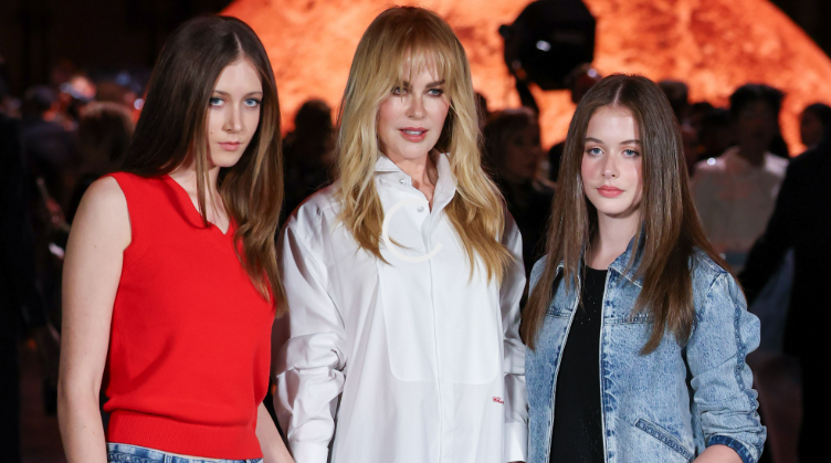 Nicole Kidman alongside her daughters at the Chanel fashion show in Paris